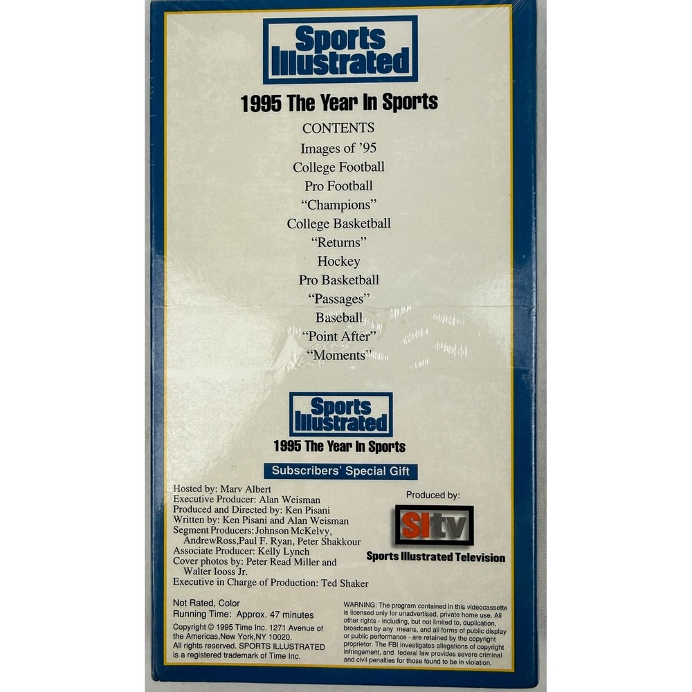 Sports Illustrated 1995 The Year In Sports VHS Tape Marv Albert - Picture 2 of 3